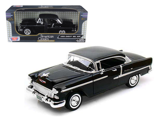 Motormax 1955 Chevrolet Bel Air Hard Top Black 1/18 Diecast Car Model by Motormax