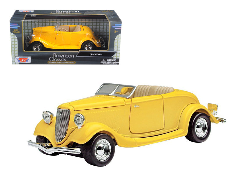 Motormax 1934 Ford Coupe Yellow 1/24 Diecast Car Model by Motormax