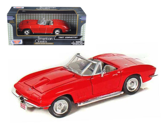 Motormax 1967 Chevrolet Corvette Convertible Red 1/24 Diecast Model Car by Motormax