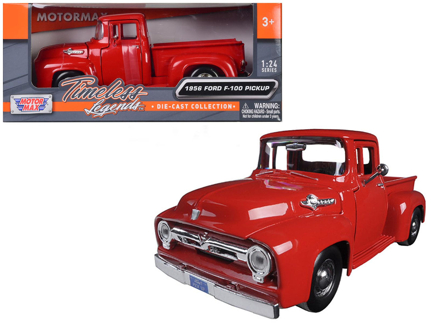 Motormax 1956 Ford F-100 Pickup Red 1/24 Diecast Model Car by Motormax