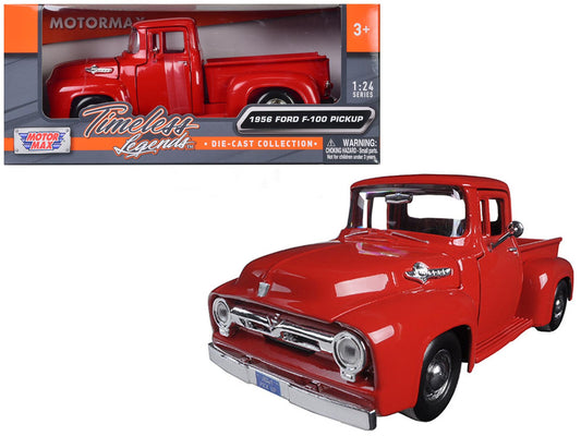 Motormax 1956 Ford F-100 Pickup Red 1/24 Diecast Model Car by Motormax