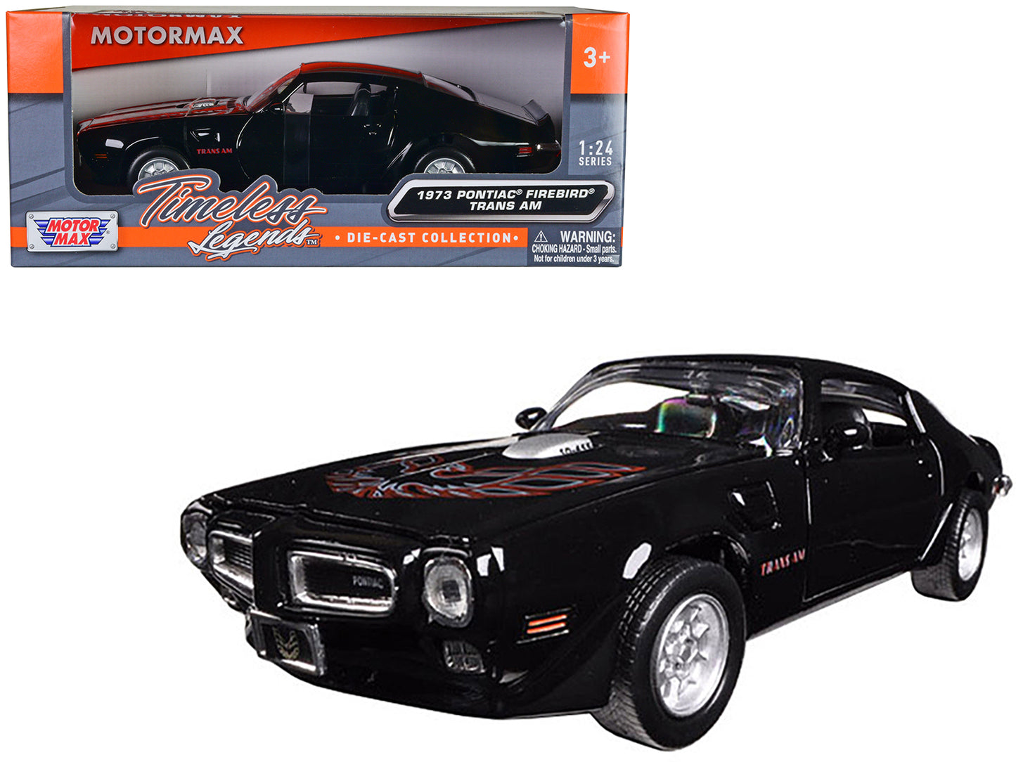 Motormax 1973 Pontiac Firebird Trans Am Black 1/24 Diecast Model Car by Motormax