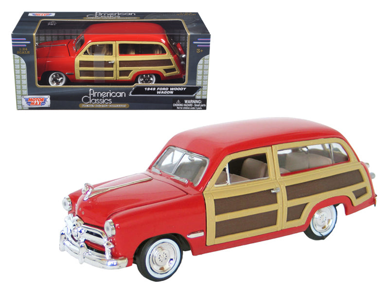 Motormax 1949 Ford Woody Wagon Red 1/24 Diecast Model Car by Motormax