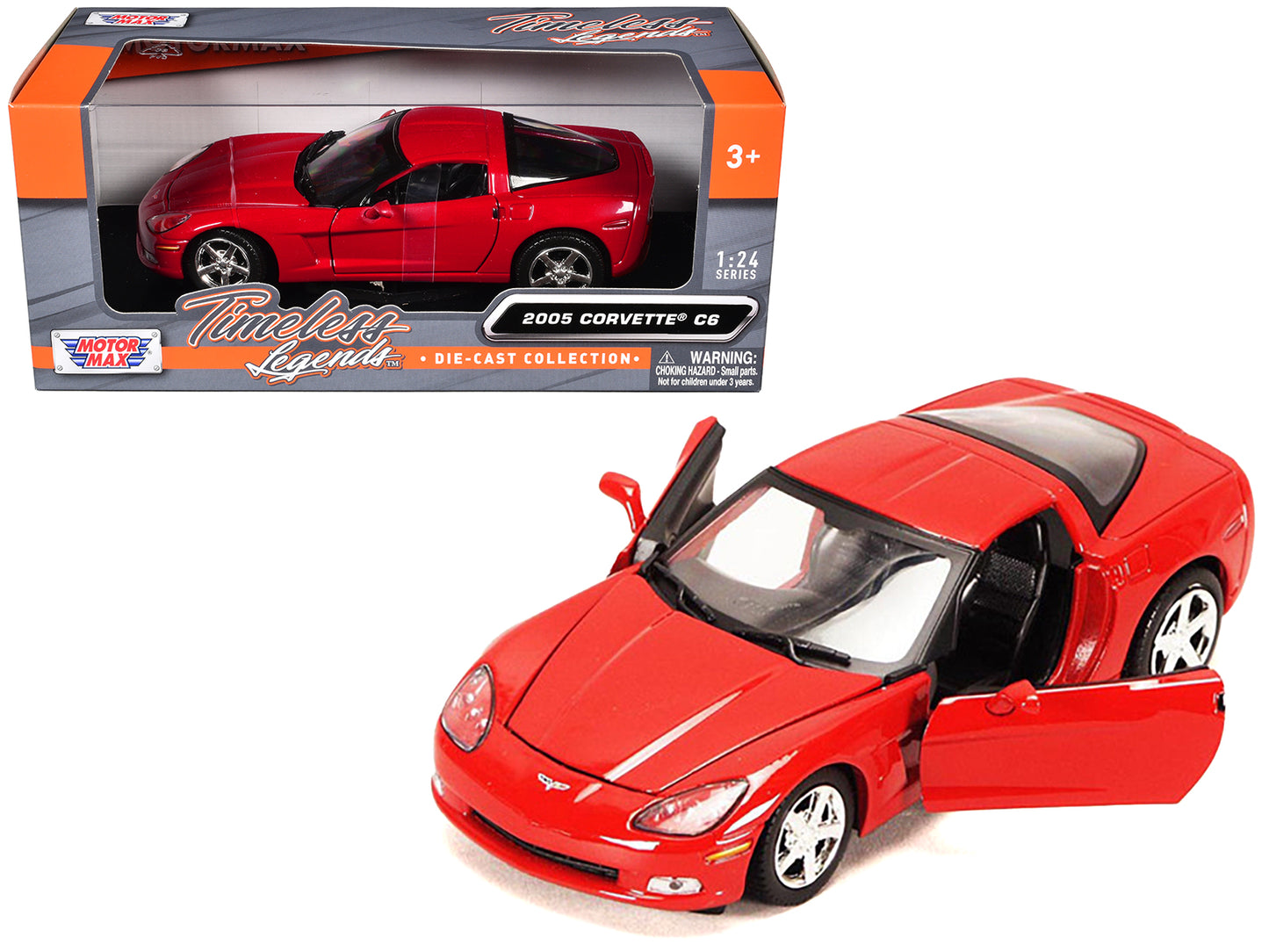 Motormax 2005 Chevrolet Corvette C6 Coupe Red 1/24 Diecast Model Car by Motormax
