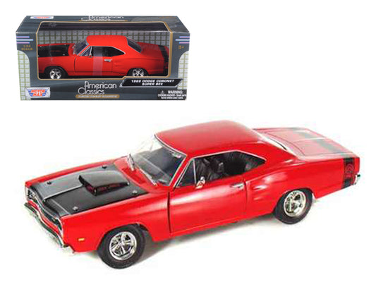 Motormax 1969 Dodge Coronet Super Bee Red 1/24 Diecast Model Car by Motormax