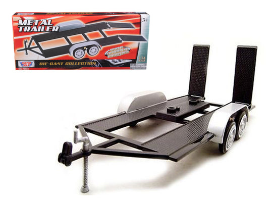 Motormax Diecast Tandem Car Trailer Black for 1/24 Scale Models by Motormax