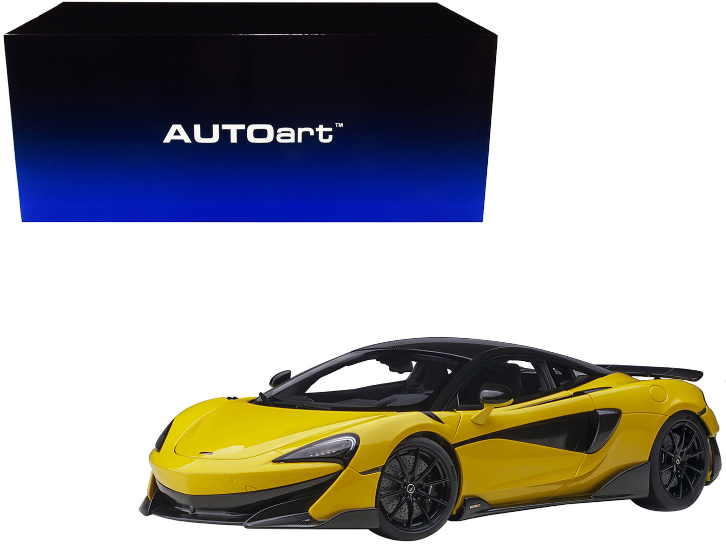 Autoart Mclaren 600LT Sicilian Yellow and Carbon 1/18 Model Car by Autoart
