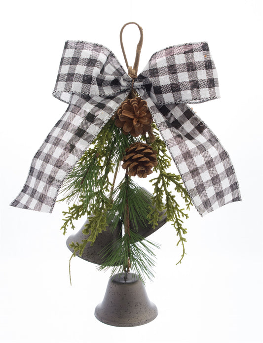 Pine and Bell Bow Drop (Set of 6)
