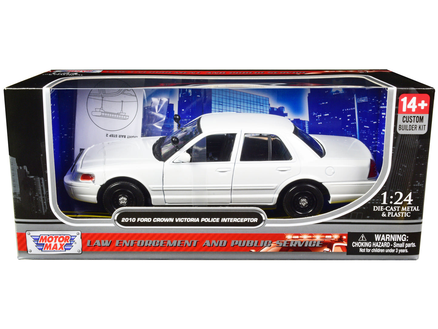 Motormax 2010 Ford Crown Victoria Police Interceptor Unmarked White "Custom Builder's Kit" Series 1/24 Diecast Model Car by Motormax