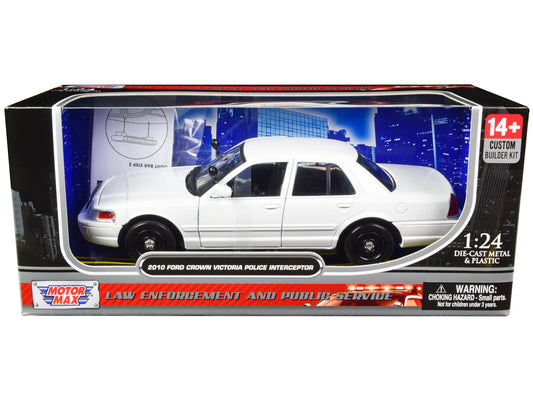 Motormax 2010 Ford Crown Victoria Police Interceptor Unmarked White "Custom Builder's Kit" Series 1/24 Diecast Model Car by Motormax