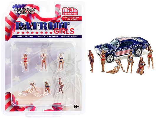 American Diorama "Patriot Girls" 6 piece Diecast Figurines Set Limited Edition to 4800 pieces Worldwide for 1/64 Scale Models by American Diorama