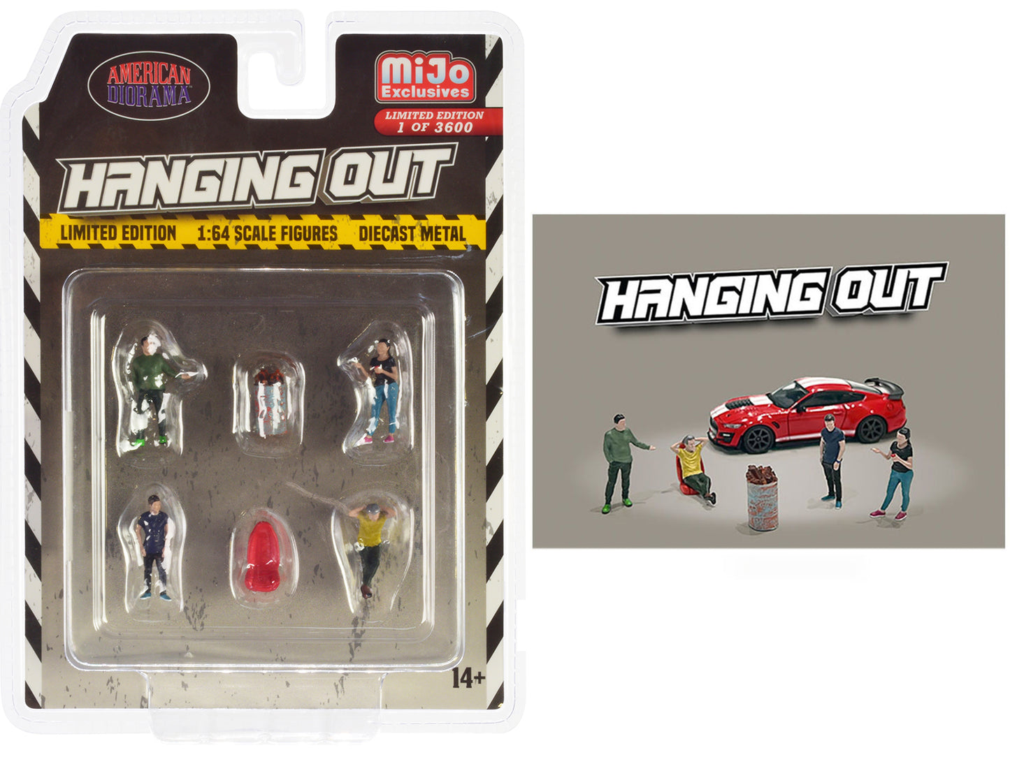American Diorama "Hanging Out" 6 piece Diecast Figure Set (4 Figures 1 Seat 1 Barrel) Limited Edition to 3600 pieces Worldwide 1/64 Scale Models by American Diorama