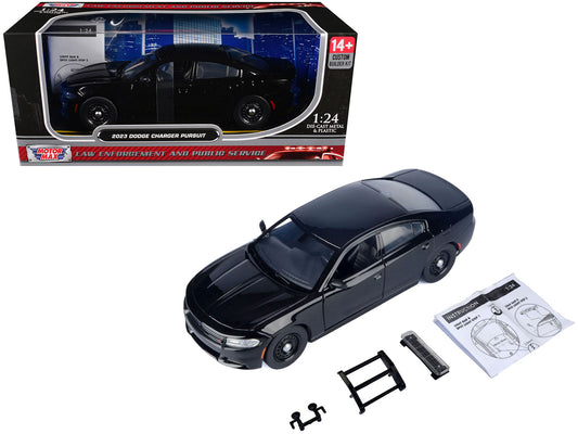 Motormax 2023 Dodge Charger Pursuit Police Car Black "Custom Builder's Kit - Law Enforcement and Public Service" Series 1/24 Diecast Model Car by Motormax