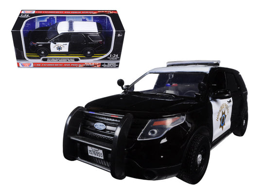 Motormax 2015 Ford Interceptor Police Utility "California Highway Patrol" (CHP) Black and White 1/24 Diecast Model Car by Motormax