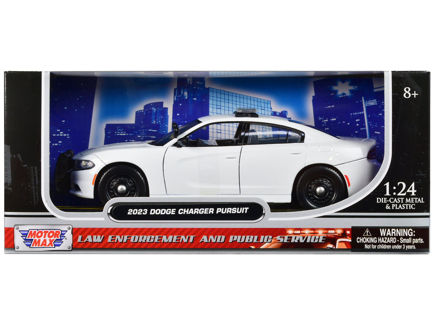 Motormax 2023 Dodge Charger Pursuit Police Car Plain White "Law Enforcement and Public Service" Series 1/24 Diecast Model Car by Motormax