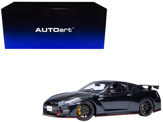 Autoart 2022 Nissan GT-R (R35) Nismo Special Edition RHD (Right Hand Drive) Meteor Flake Black Pearl with Carbon Hood and Top 1/18 Model Car by Autoart
