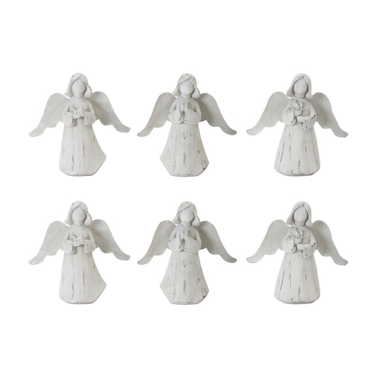 Praying Angel Figurine with Metal Wings (Set of 6)