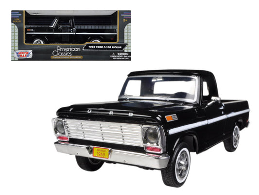 Motormax 1969 Ford F-100 Pickup Truck Black 1/24 Diecast Model Car by Motormax