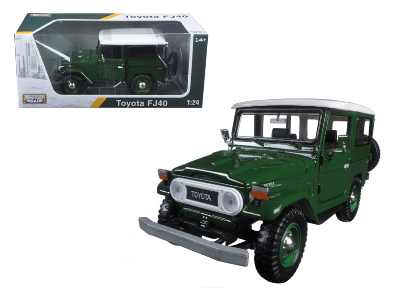 Motormax Toyota FJ40 Dark Green with White Top 1/24 Diecast Model Car by Motormax