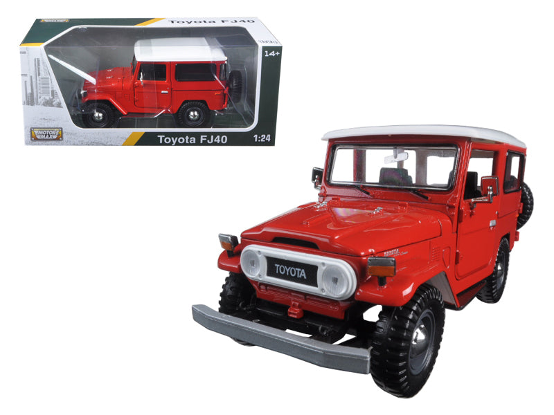 Motormax Toyota FJ40 Red with White Top 1/24 Diecast Model Car by Motormax