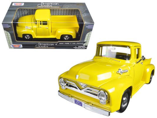 Motormax 1955 Ford F-100 Pickup Truck Yellow 1/24 Diecast Model Car by Motormax