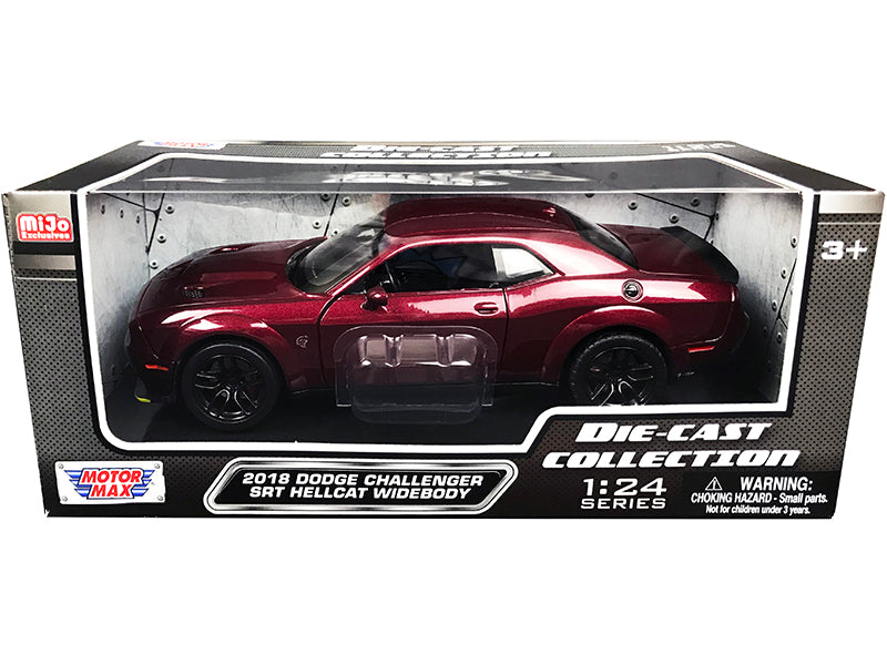 Motormax 2018 Dodge Challenger SRT Hellcat Widebody Burgundy Metallic "Die-Cast Collection" Series 1/24 Diecast Model Car by Motormax