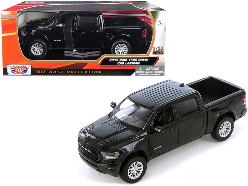Motormax 2019 RAM 1500 Laramie Crew Cab Pickup Truck Black 1/24 Diecast Model Car by Motormax