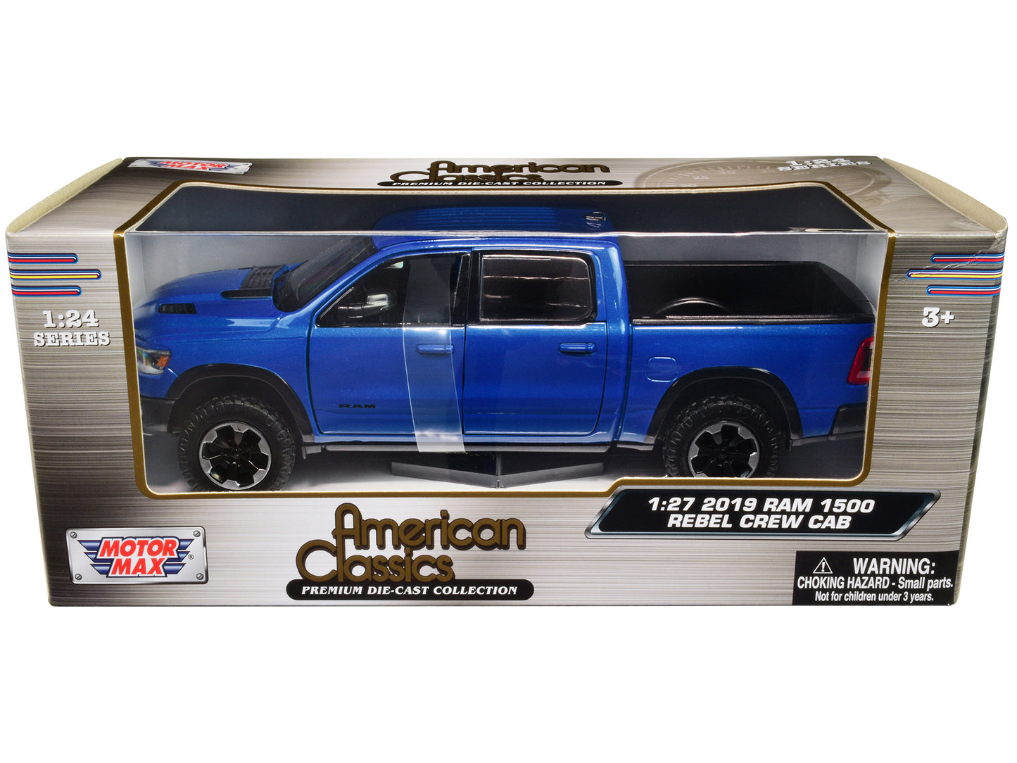 Motormax 2019 RAM Rebel 1500 Crew Cab Pickup Truck Blue Metallic "American Classics" Series 1/24-1/27 Diecast Model Car by Motormax