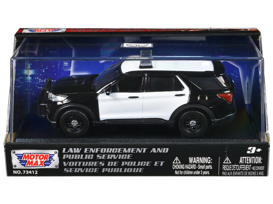 Motormax 2022 Ford Police Interceptor Utility Black and White Unmarked "Law Enforcement and Public Service" Series 1/43 Diecast Model Car by Motormax