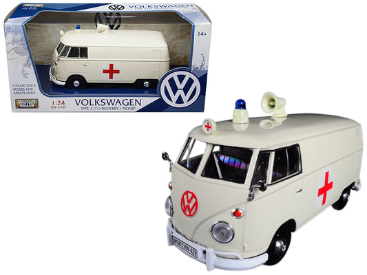 Motormax Volkswagen Type 2 (T1) Ambulance Cream 1/24 Diecast Model by Motormax