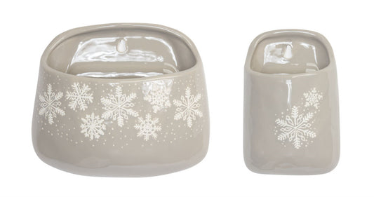 Stoneware Wall Pocket with Snowflake Design (Set of 2)