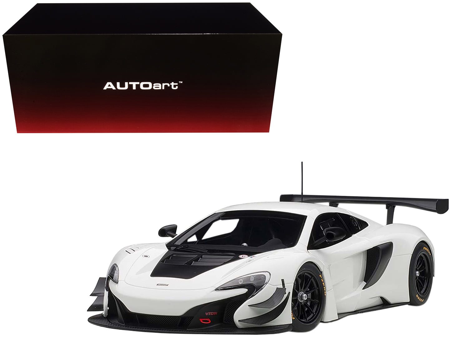 Autoart Mclaren 650S GT3 White with Black Accents 1/18 Model Car by Autoart