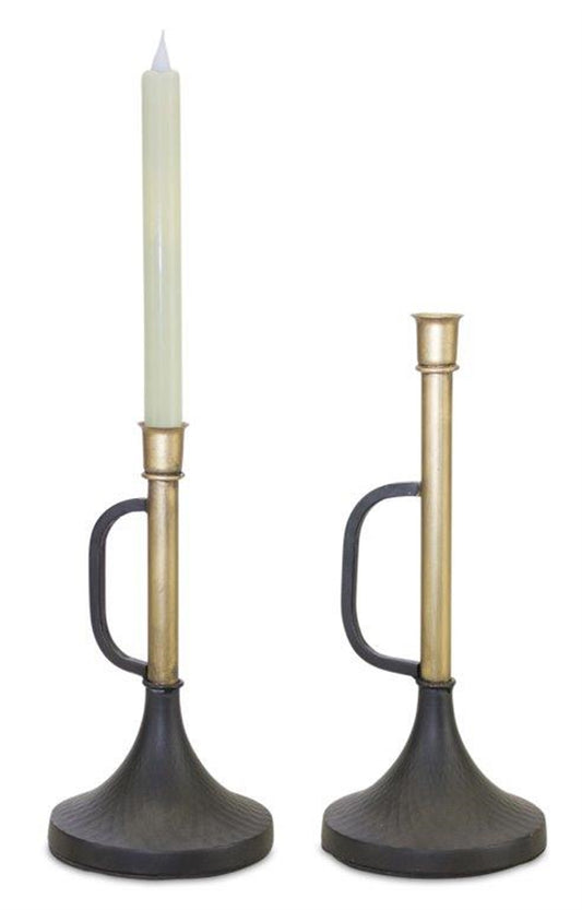Metal Trumpet Taper Candle Holder (Set of 2)