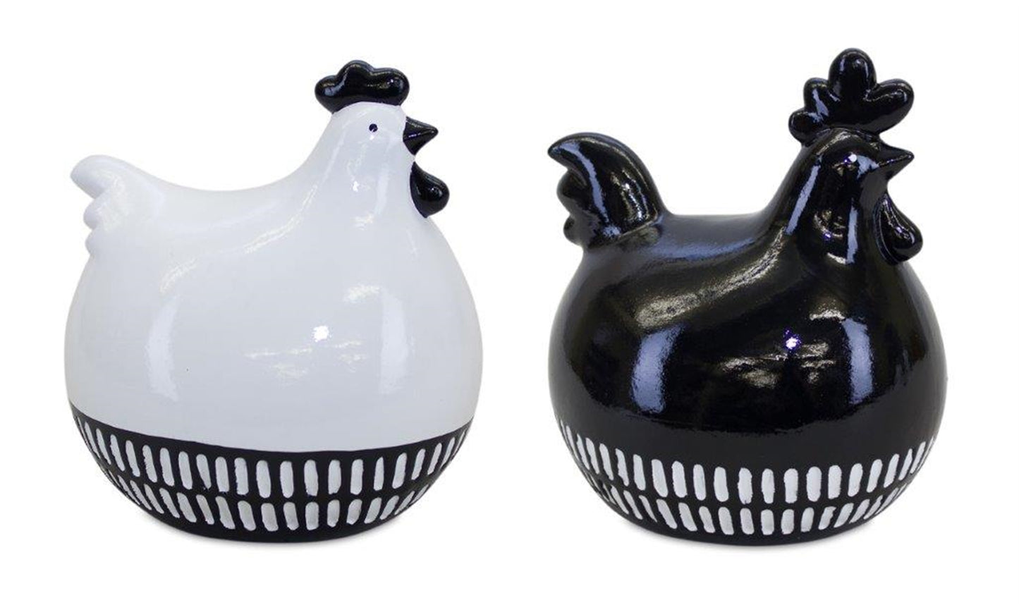 Modern Black and White Chicken Decor (Set of 2)