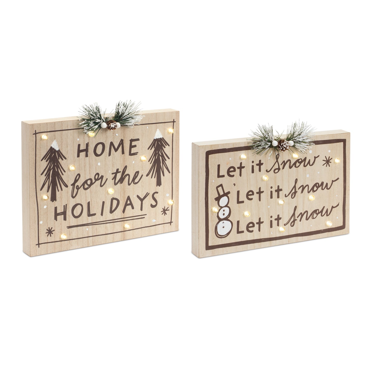 LED Holiday and Snow Sign (Set of 2)