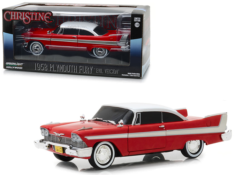 Greenlight 1958 Plymouth Fury Red "Evil Version" (with Blacked Out Windows) "Christine" (1983) Movie 1/24 Diecast Model Car by Greenlight