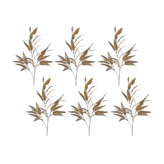 Gold Long Blade Eucalyptus Leaf Spray (Set of 6)