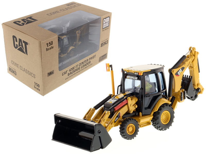 Diecast Masters CAT Caterpillar 420E Center Pivot Backhoe Loader with Working Tools with Operator "Core Classics Series" 1/50 Diecast Model by Diecast Masters