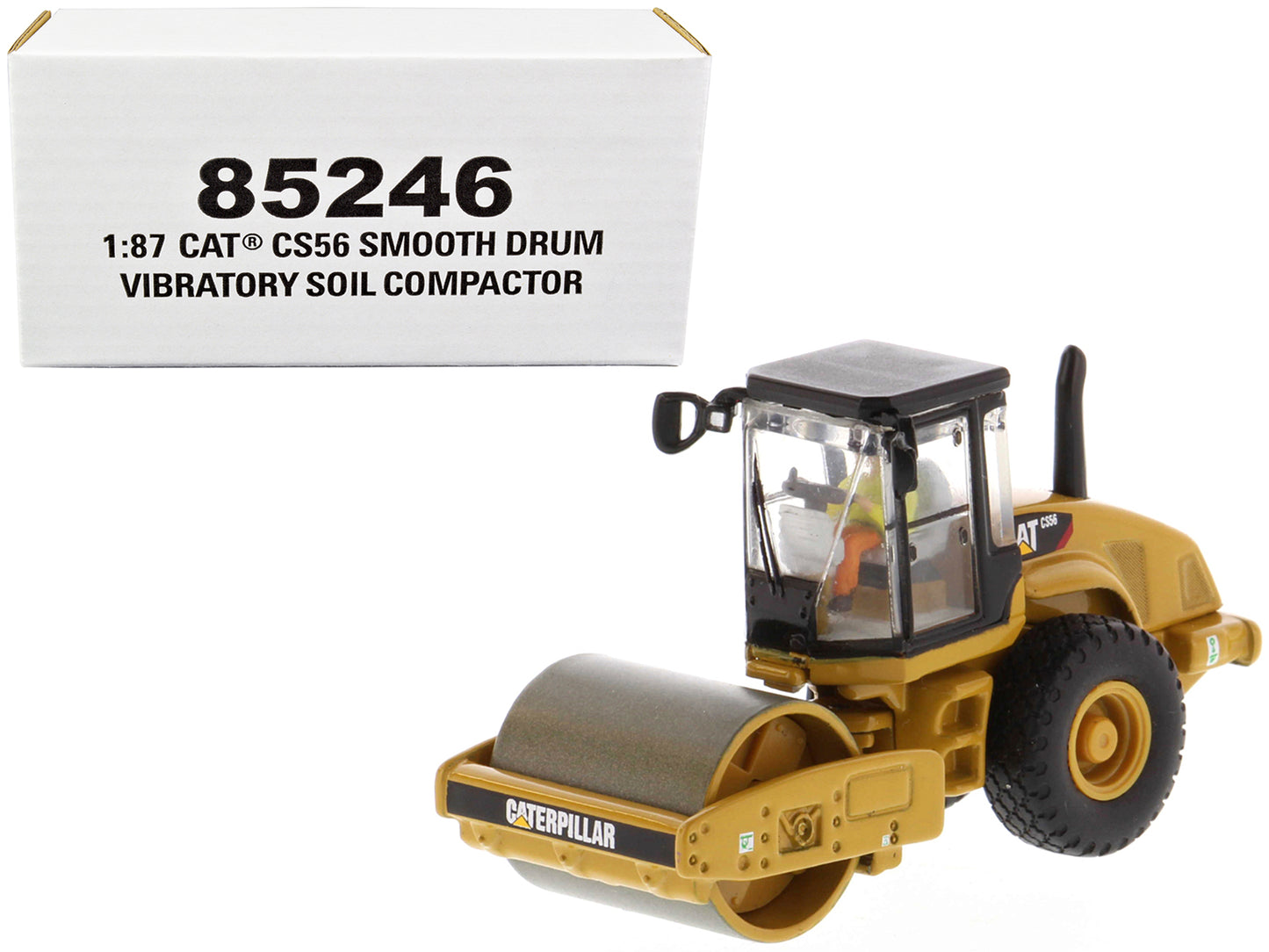 Diecast Masters CAT Caterpillar CS56 Smooth Drum Vibratory Soil Compactor with Operator "High Line" Series 1/87 (HO) Scale Diecast Model by Diecast Masters