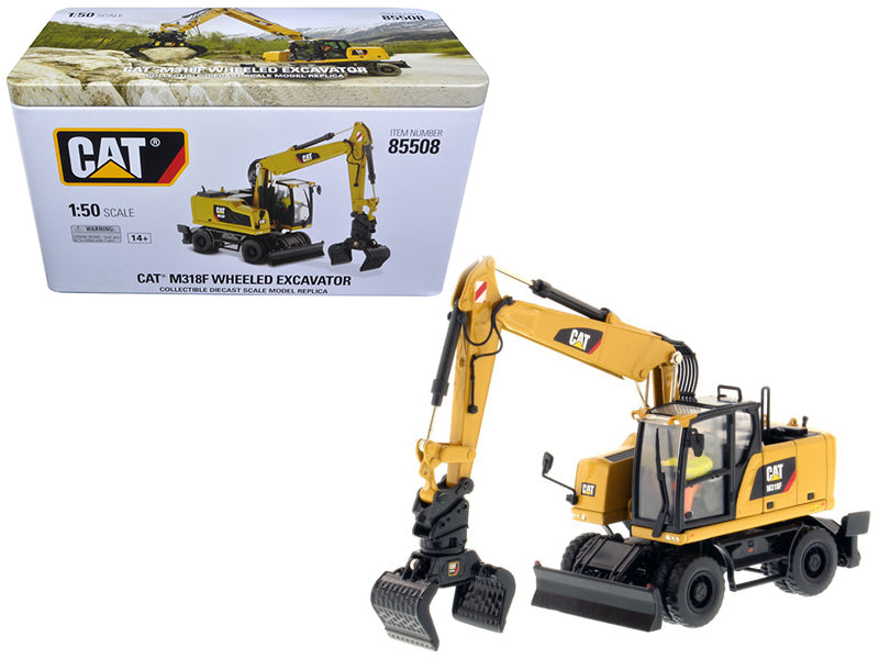Diecast Masters CAT Caterpillar M318F Wheeled Excavator with Operator "High Line Series" 1/50 Diecast Model by Diecast Masters