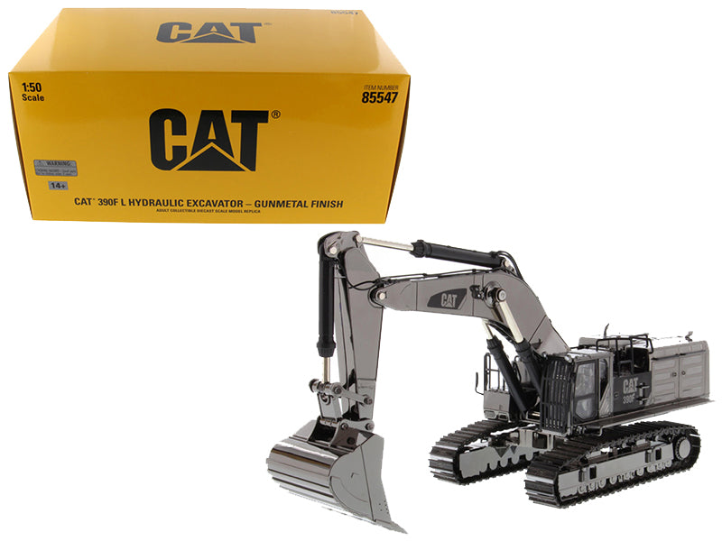 Diecast Masters CAT Caterpillar 390F L Hydraulic Tracked Excavator Gunmetal "Commemorative Series" 1/50 Diecast Model by Diecast Masters