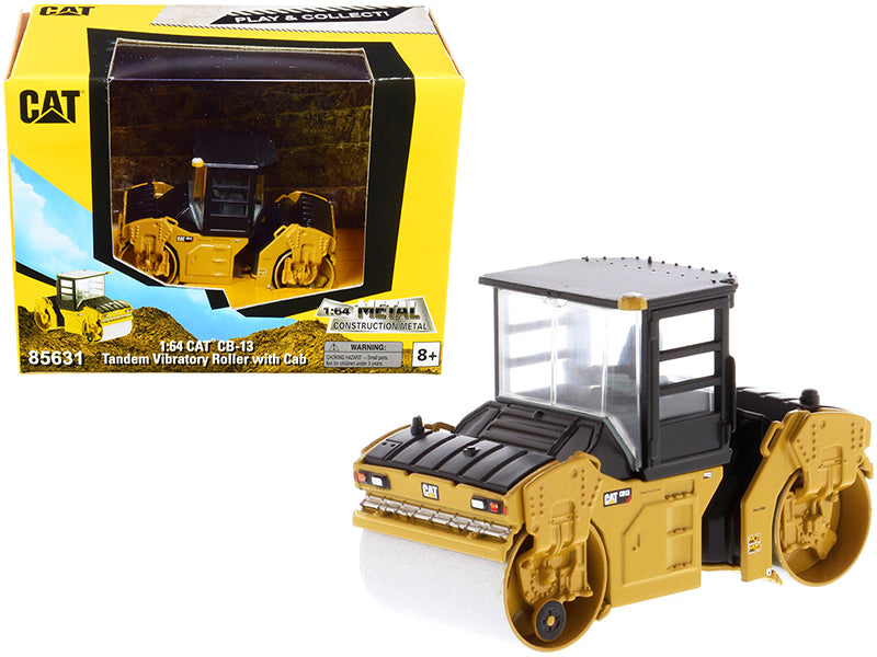 Diecast Masters CAT Caterpillar CB-13 Tandem Vibratory Roller with Cab "Play & Collect!" Series 1/64 Diecast Model by Diecast Masters