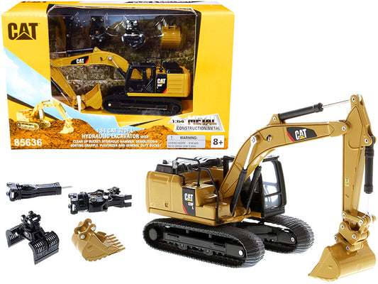 Diecast Masters CAT Caterpillar 320F L Hydraulic Tracked Excavator with 5 Work Tools "Play & Collect!" 1/64 Diecast Model by Diecast Masters