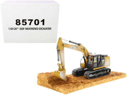 Diecast Masters CAT Caterpillar 320F Weathered Tracked Excavator with Operator "Weathered Series" 1/50 Diecast Model by Diecast Masters