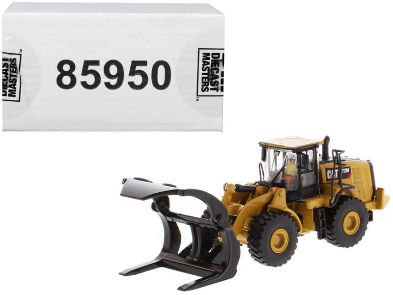 Diecast Masters CAT Caterpillar 972M Wheel Loader with Log Fork and Operator "High Line" Series 1/87 (HO) Scale Diecast Model by Diecast Masters