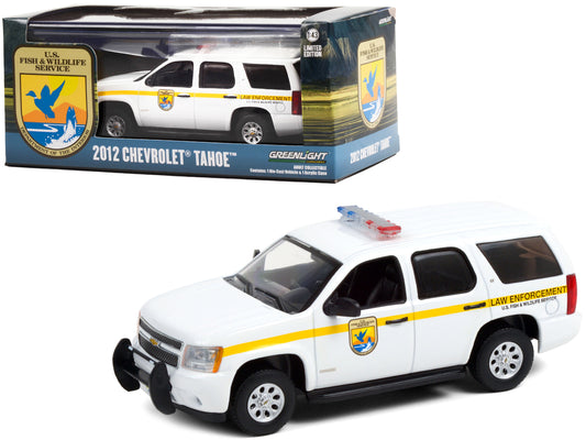 Greenlight 2012 Chevrolet Tahoe White with Yellow Stripes "U.S. Fish & Wildlife Service Law Enforcement" 1/43 Diecast Model Car by Greenlight