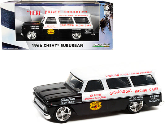 Greenlight 1966 Chevrolet Suburban Black and White "Don Garlits' Speed Shop Tampa Florida" Giovannoni Racing Cams 1/43 Diecast Model Car by Greenlight
