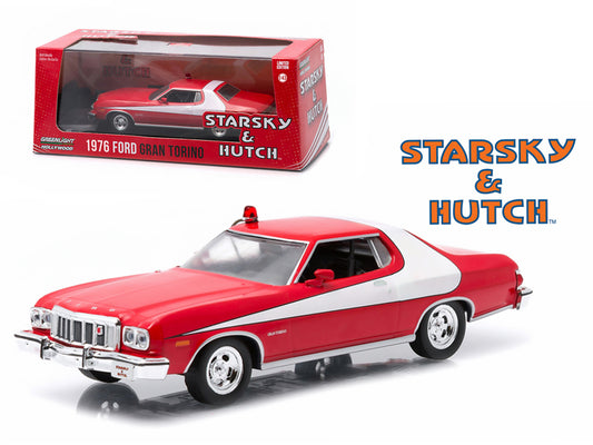 Greenlight 1976 Ford Gran Torino Red with White Stripe "Starsky and Hutch" (1975-1979) TV Series 1/43 Diecast Model Car by Greenlight