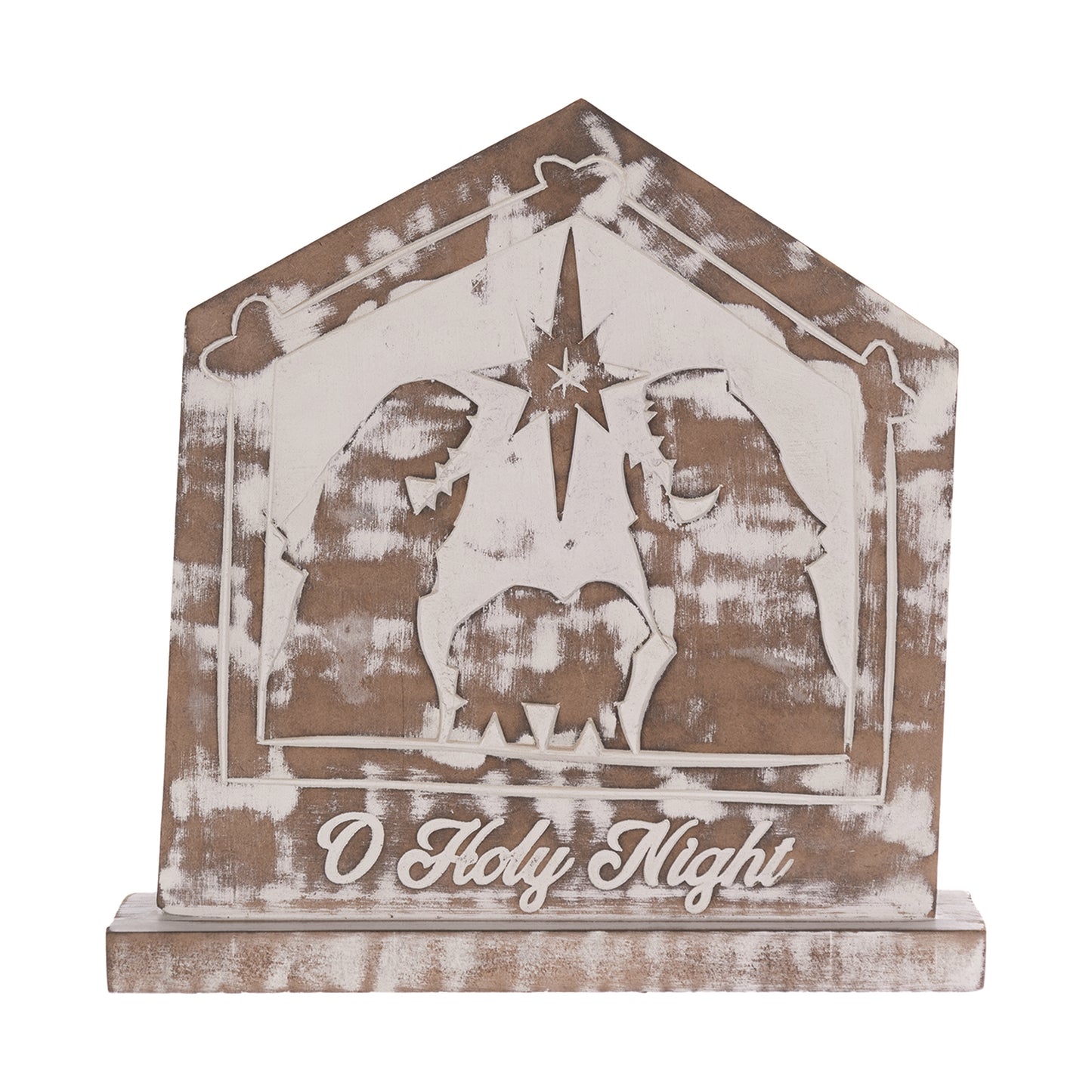 White Washed Nativity Sign (Set of 2)