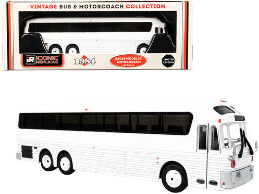 Iconic Replicas 1984 Eagle Model 10 Motorcoach Bus Blank White "Vintage Bus & Motorcoach Collection" 1/87 (HO) Diecast Model by Iconic Replicas